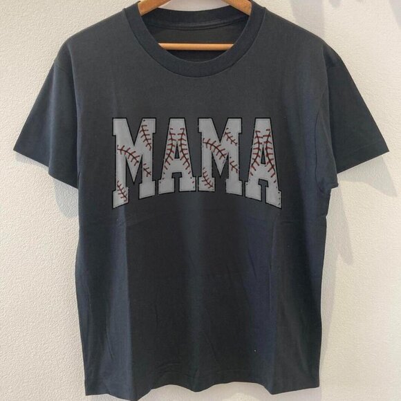 Tops - Mothers Day Shirt, Gift For Baseball Lover Mom Shirt, Baseball Mama tee black